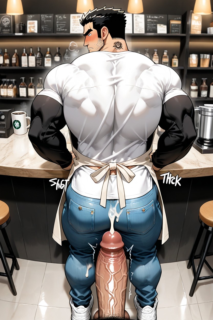 牛仔褲, Tall, A Tight-fitting White T-shirt With Black Sleeves AI同性戀黃片