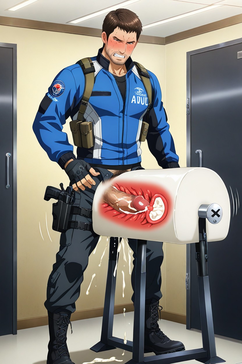 Hands Holding Onto Mount, Cum Dripping Onto The Ground, Milking ゲイAIポルノ