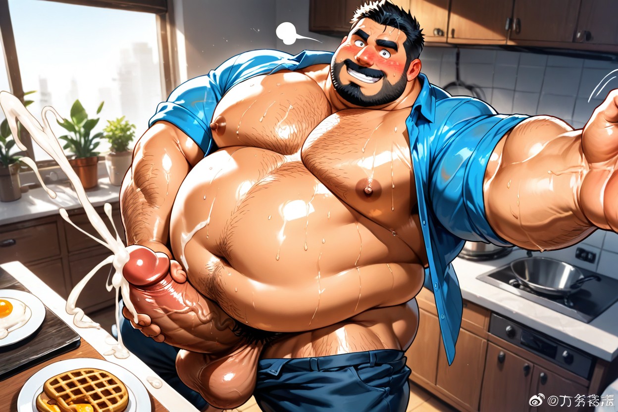 Extreme Pose, Standing In Kitchen, Hyper Balls ゲイAIポルノ
