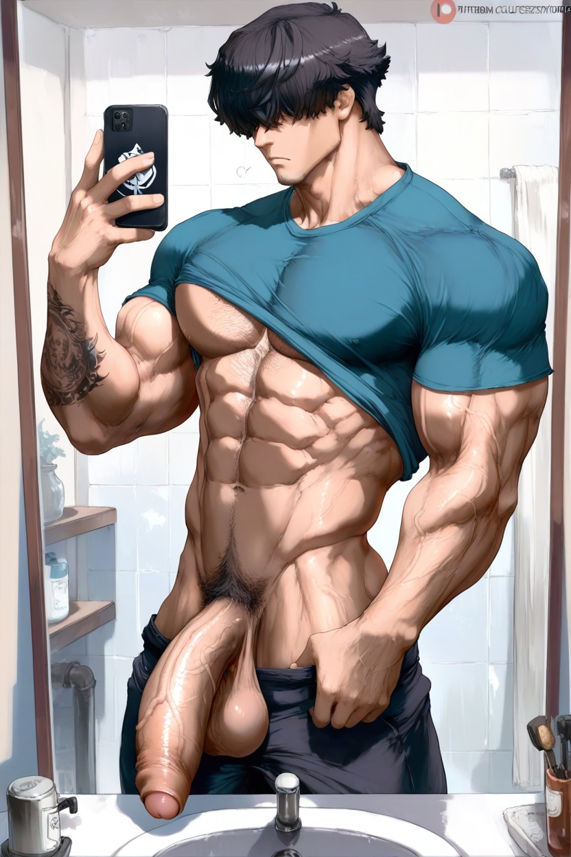 Gloomy Expression, Abs, Big Arms ゲイAIポルノ