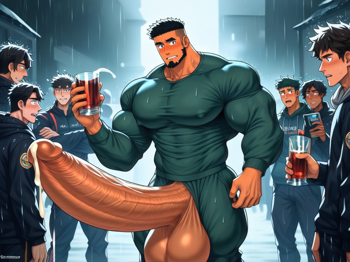 Many Hands On Cock, Penis Longer And Thicker Than Body, Everyone Looking Surprised At Penis 게이 AI 포르노