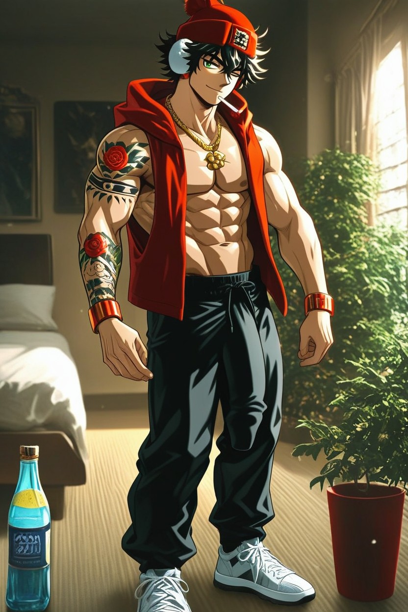 Defined Toned Latino, Too Big Shoulders, Grey Sneakers AI Gay Porn