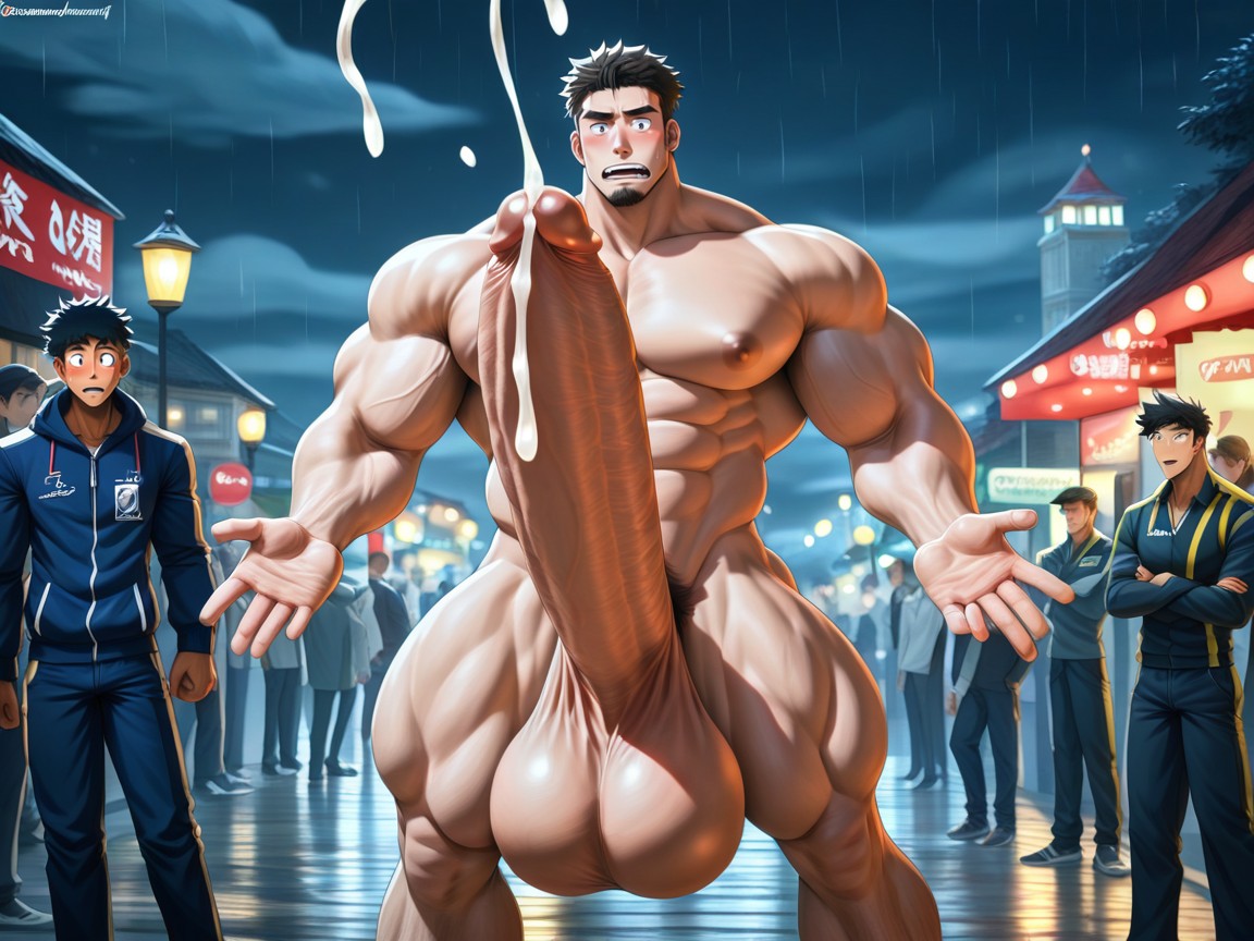 Cum Dripping Out, Penis Longer And Thicker Than Body, His Gigantic Erect Hyperpenis Reaches Up To His Chin And Mouth ゲイAIポルノ