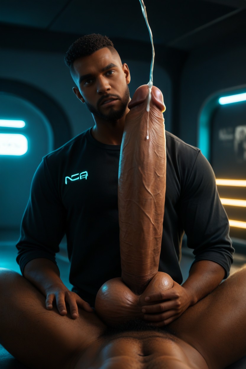 Looking Annoyed And Disgusted, Clear Precum Dripping To Floor, Manly Ginger Guy Sucks Hyper African Dick ゲイAIポルノ