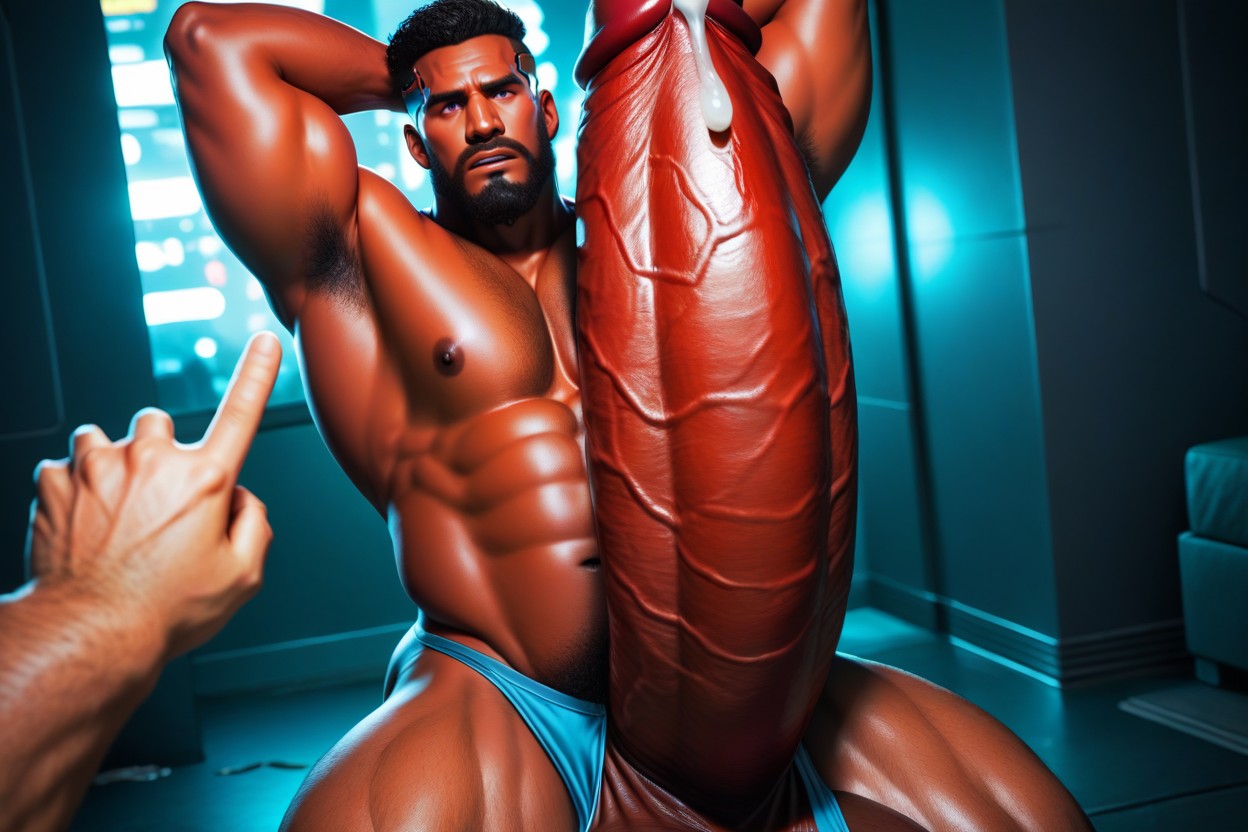 Precum Stains And Splatter All Over Face And Clothes, Bara, Gay AI Gay Porn
