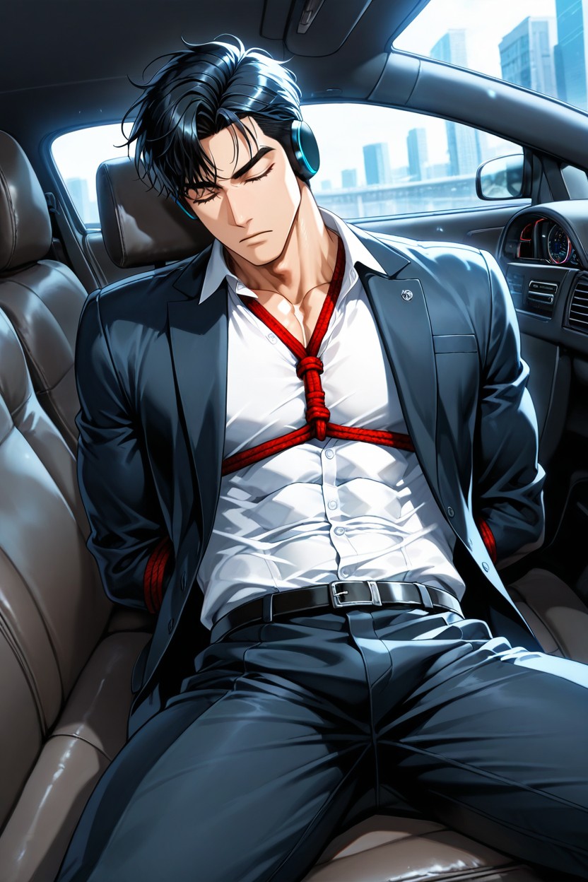 Black Hair, Double-layered Outfit, ヘッドフォン ゲイAIポルノ