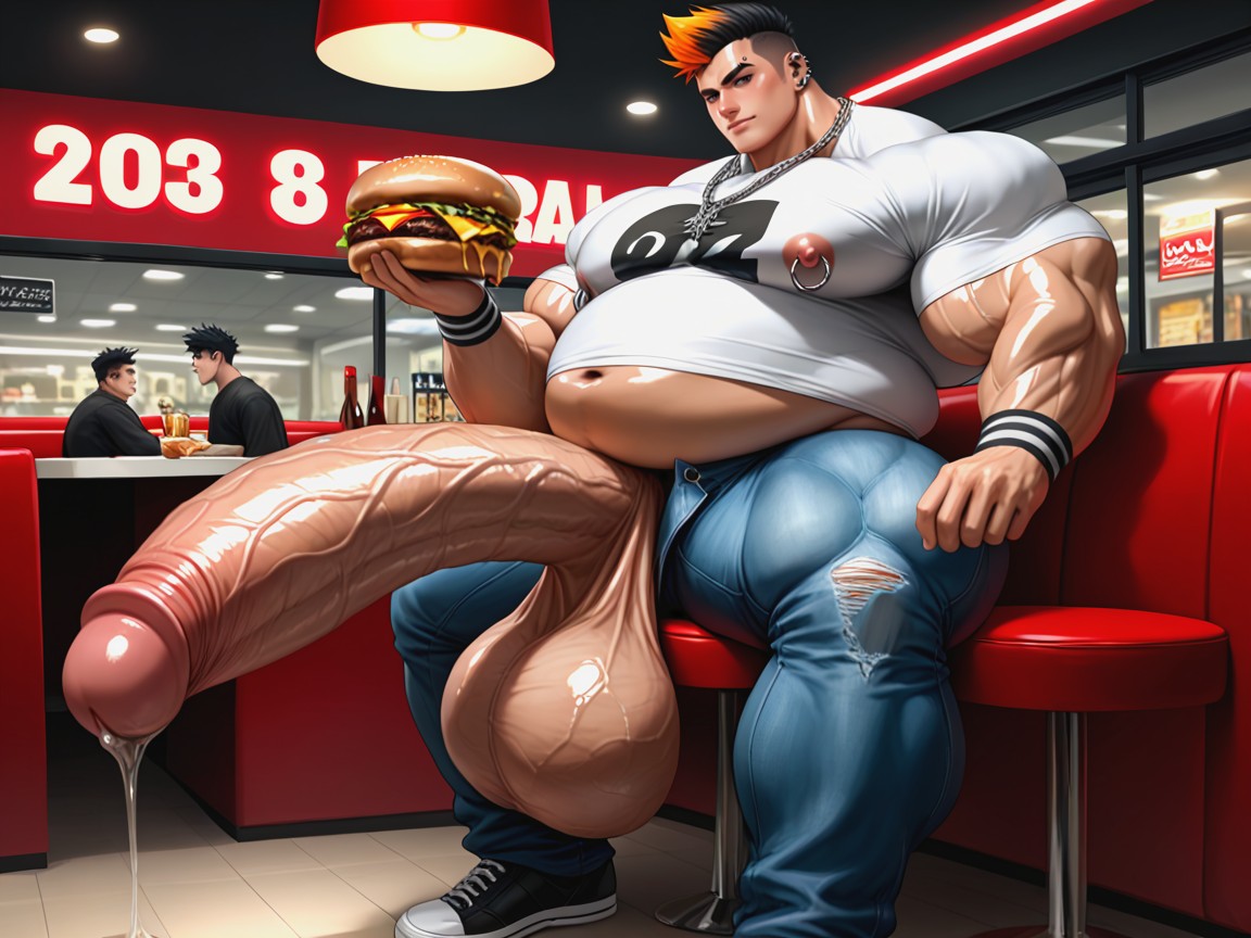 Shiny Skin, レストラン, Hyper Fat Ass ゲイAIポルノ