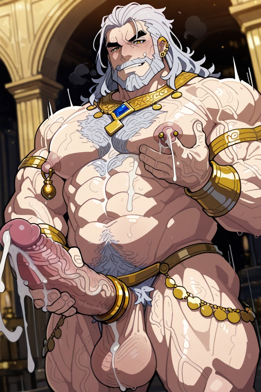Muscular Thighs, 手握阴茎, Grabbing His Cock AI同性戀黃片