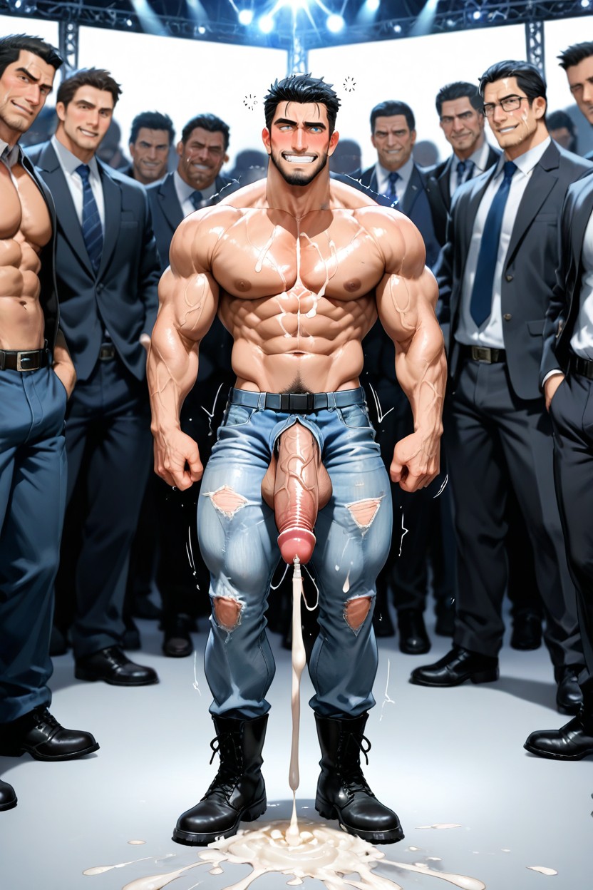 Balls Out Of Jeans, トップレス, 周りの多くの人々 ゲイAIポルノ
