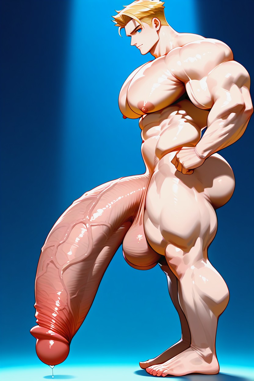 Standing, Hyper Muscular Body, Very Short Hair AI Gay Porn