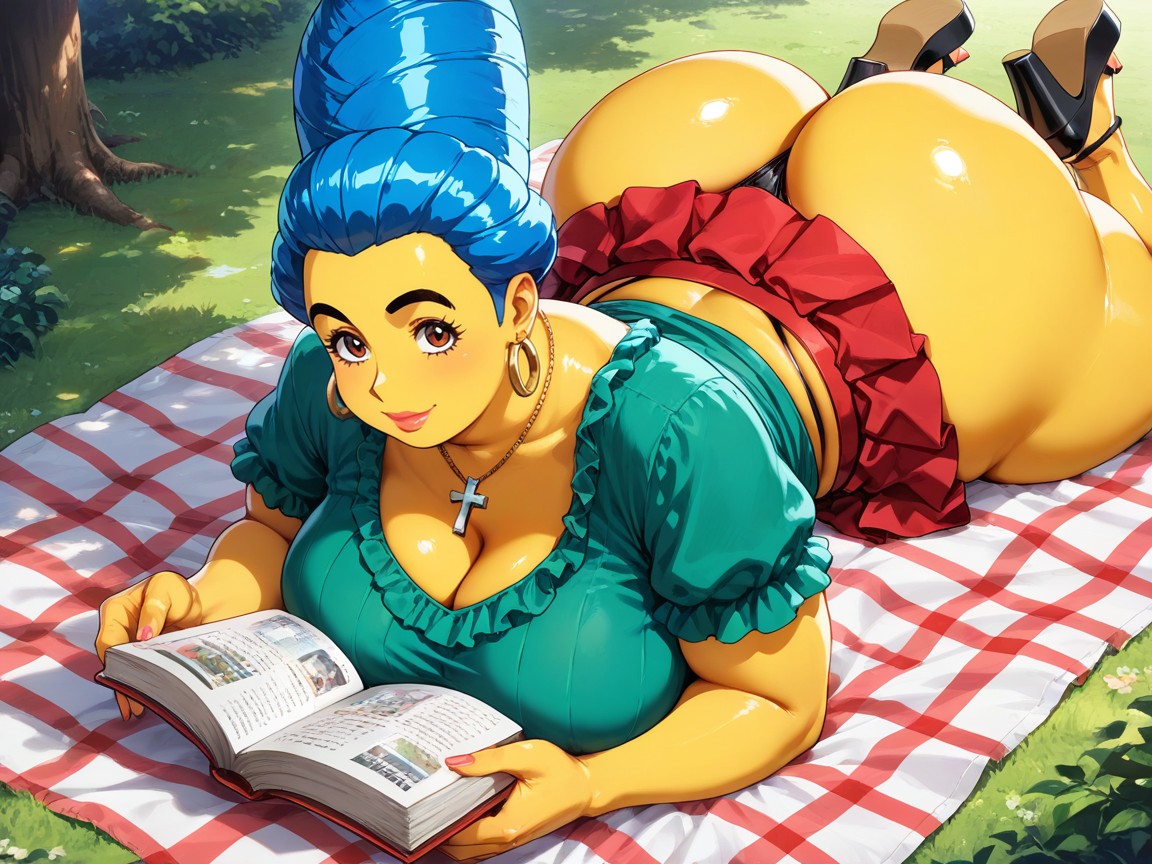 Sexy, Marge Simpson, Highleg Frilly Pink Minithong AI Gay Porn