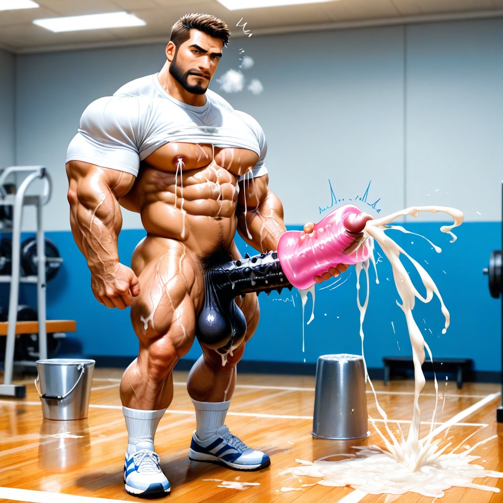 Mouth Open, Thick Penis, Oversized Muscles AI Gay Porn
