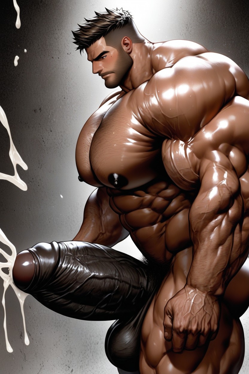 Big Muscles, Blushing, No Tits Pornografia gay com IA
