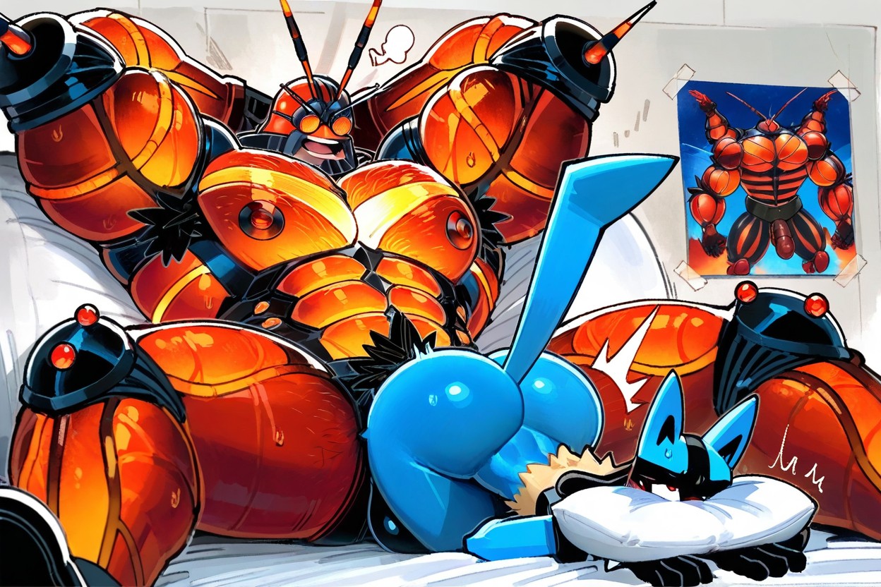 Buzzwole Is Lying On Back, Large Buzzwole, Cowgirl Anal ゲイAIポルノ