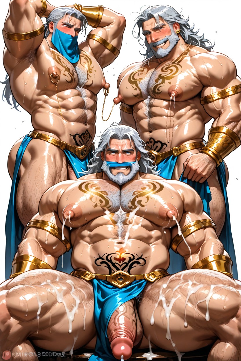 Mature Man, ありえないほど長いハイパーペニス, 筋肉質 ゲイAIポルノ