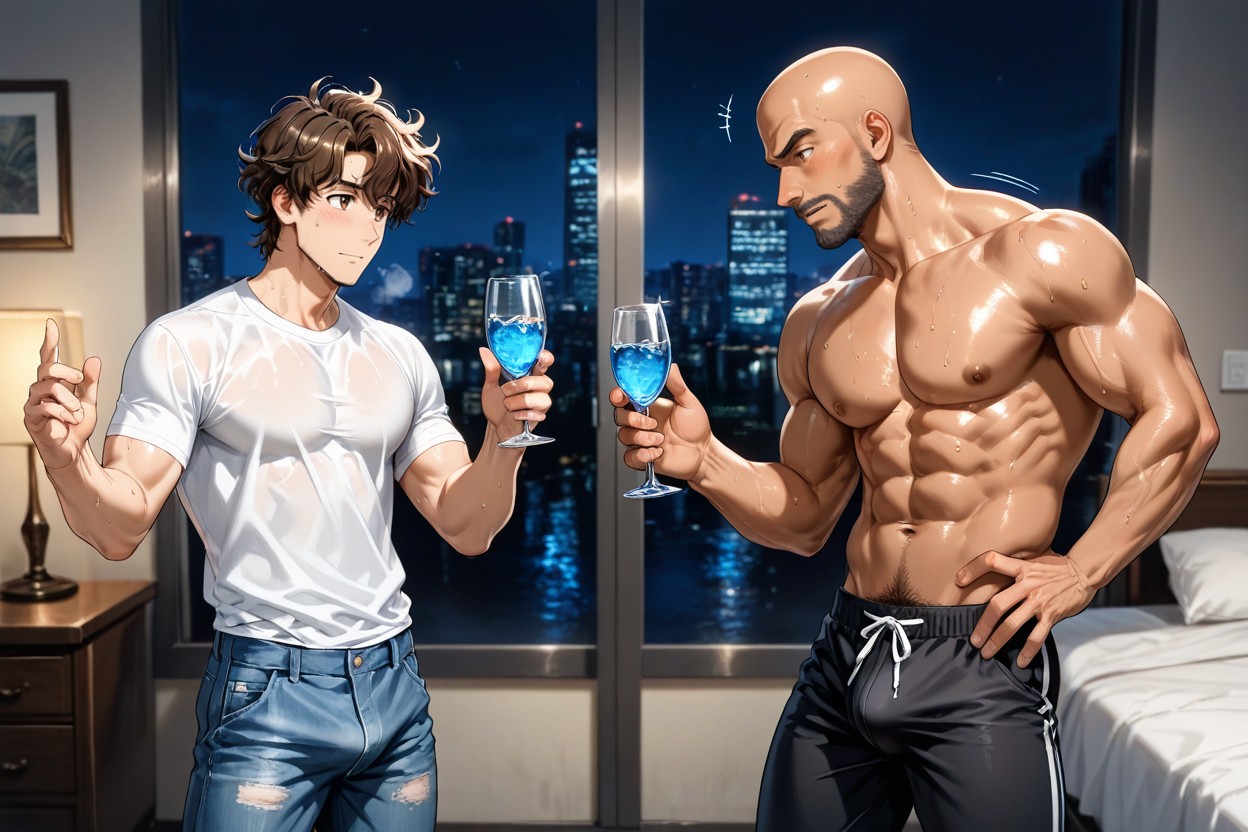 Messy Hair, Looking At Each Other, Bulge AI Gay Porn