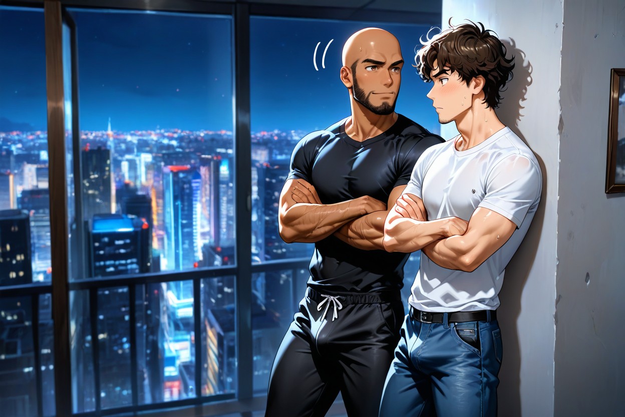 スキニー, Bedroom, Shirtless Men ゲイAIポルノ