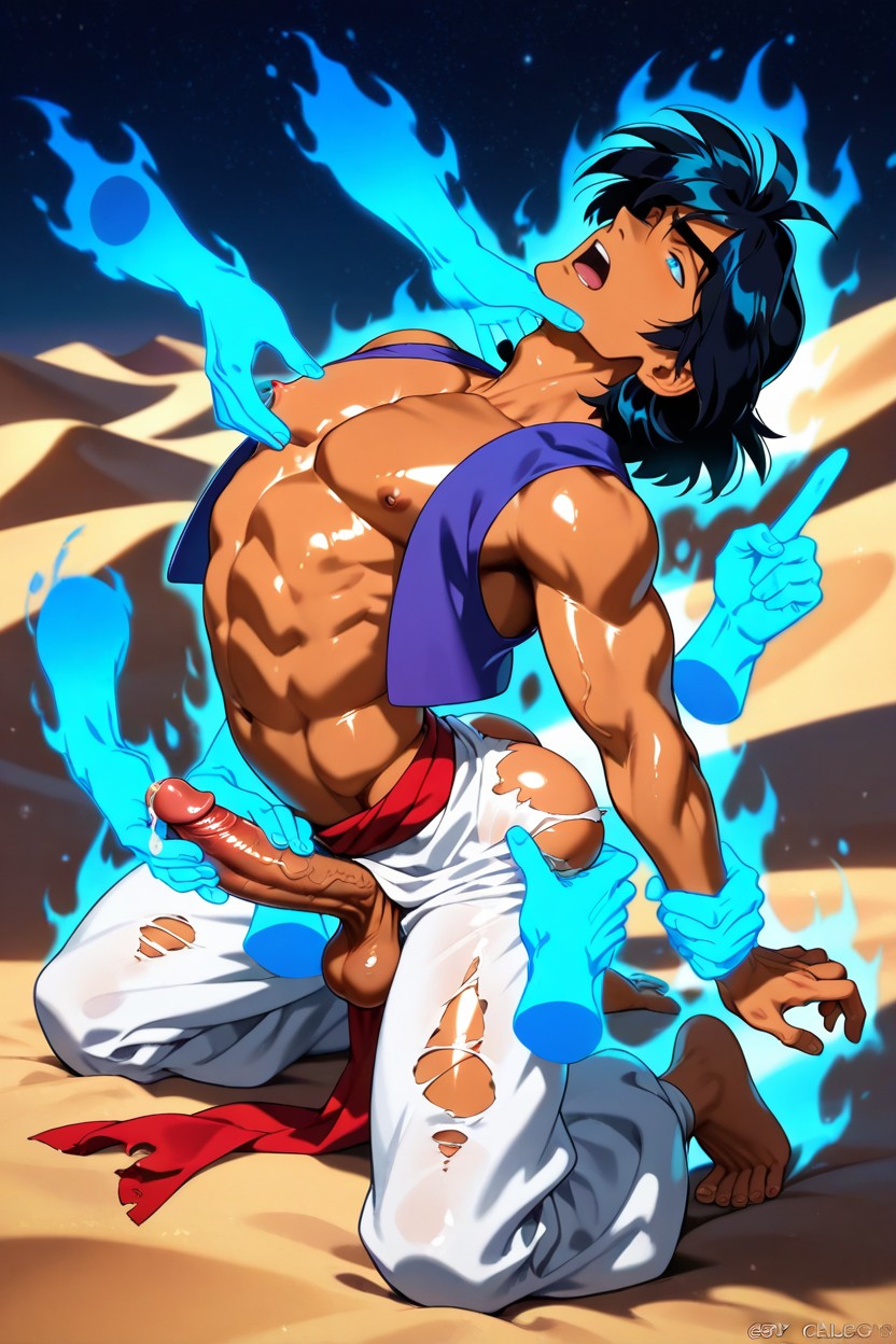 Aladdin, Red Sash, Black Hair AI Gay Porn