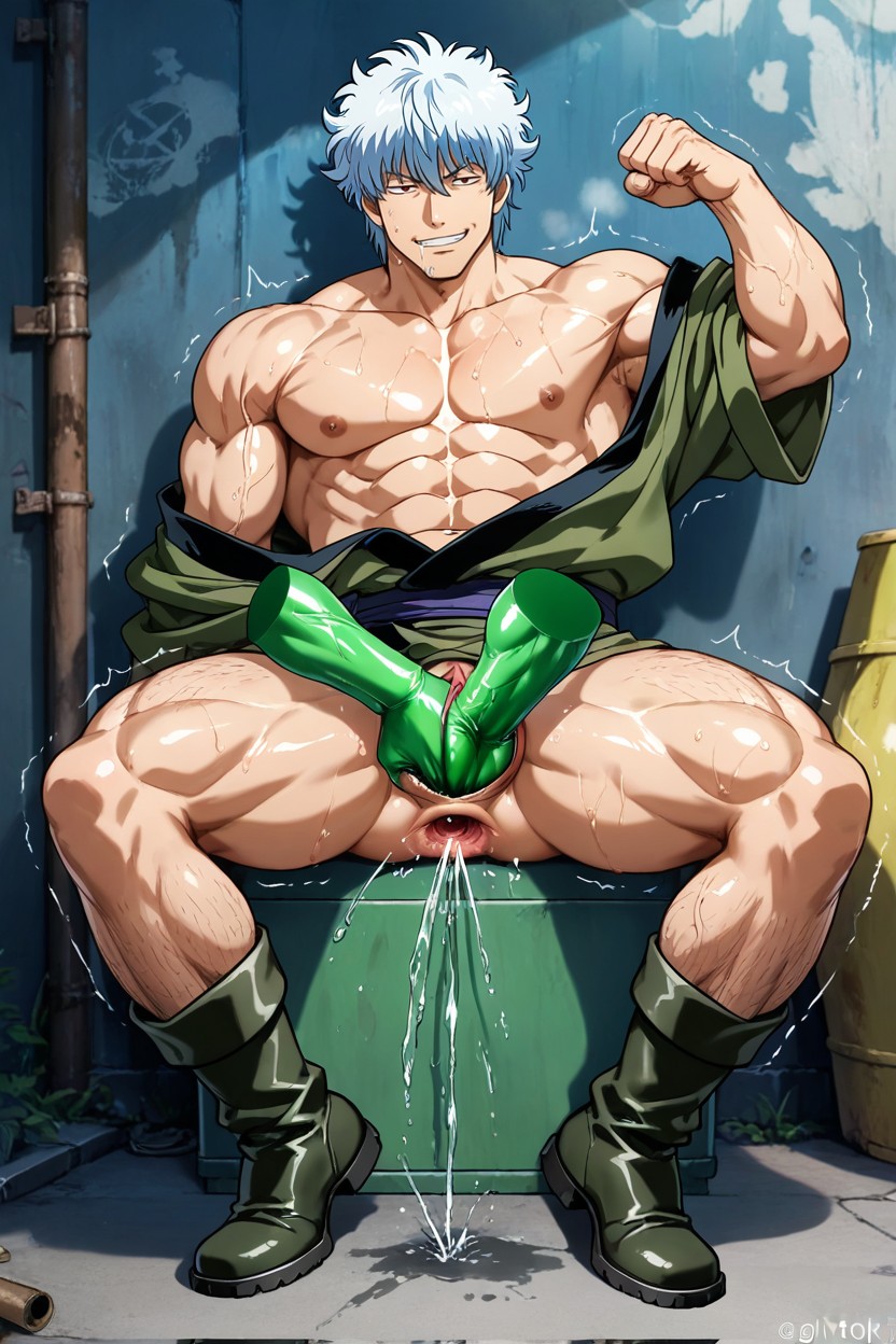 Gintoki Sakata From Gintama, Look Exactly The Same Like In The Anime, Open Clothes AI Gay Porn