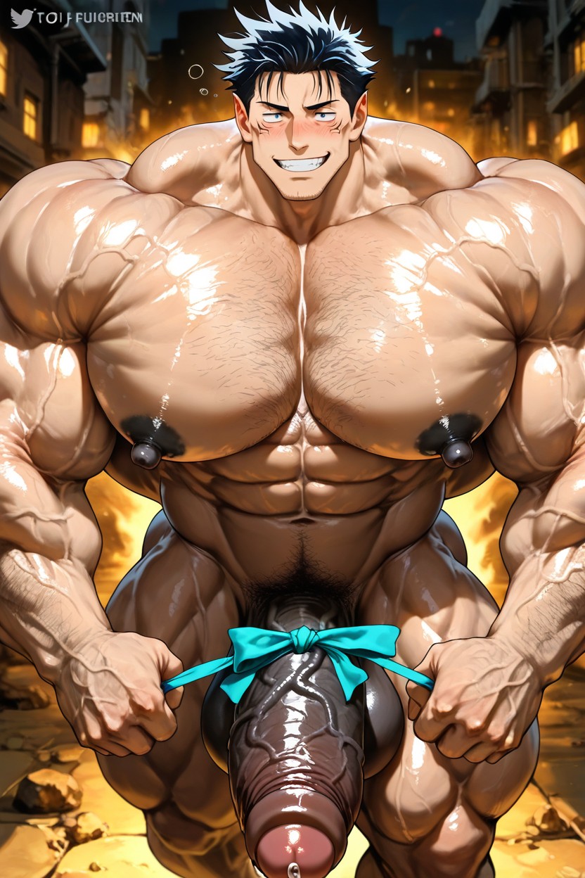 Enormous Bulging Chest And Arms, Colossal Muscularity, Gigantic Long Penis ゲイAIポルノ