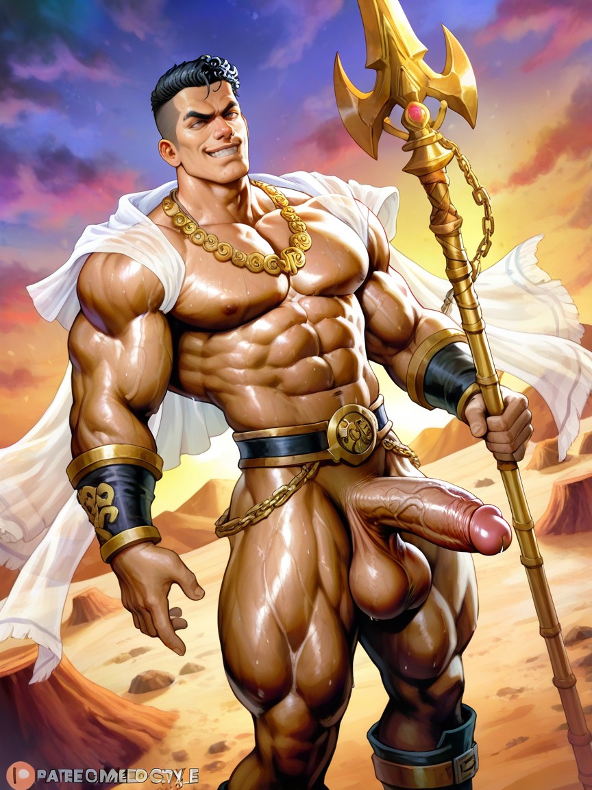 Moroccan Male Bodybuilder, 18+, Completely Naked Pornografia gay com IA