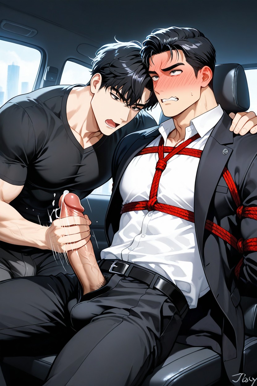 Bangs Slightly Swept To The Sides, Revealing His Large Penis, Tall Body AI同性戀黃片