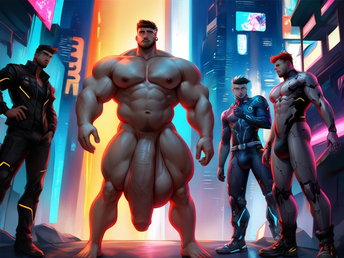 Futuristic, Blushing Face, Cyberpunk AI Gay Porn