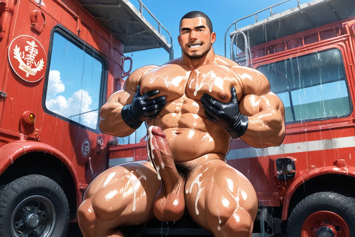 Musculosa, Oiled Skin, Wide Muscular Shoulders Porno gay IA