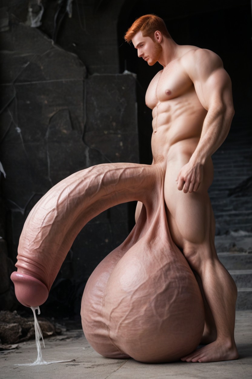 Massive Oversized Hyper Testicles, Massive Oversized Hyper Cock, Oversized Hyper Gigantic Penis AI Gay Porn