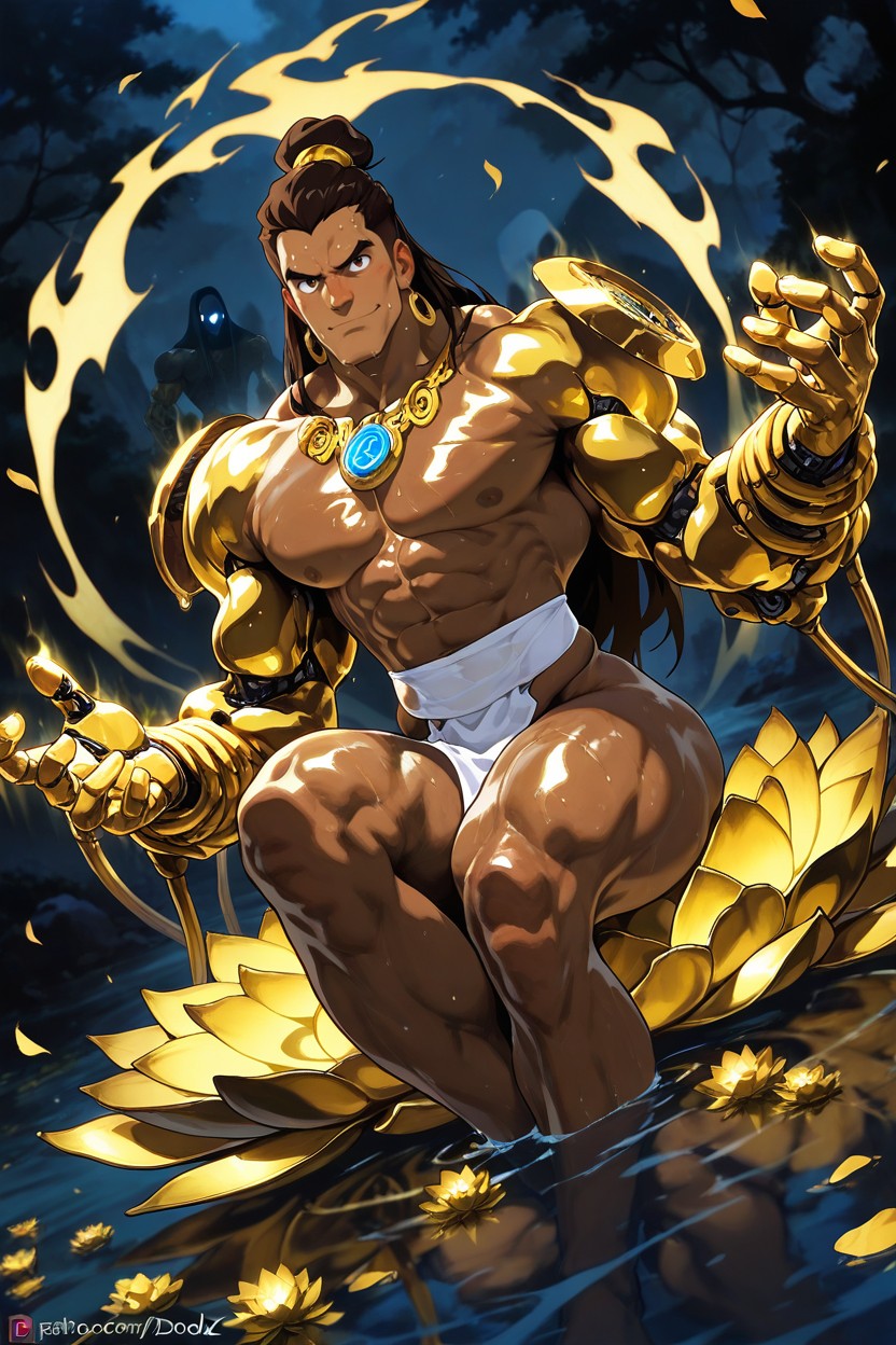 Several Hands Like Shiva, Pure White Fabric Loincloth, Petals In The Wind AI Gay Porn