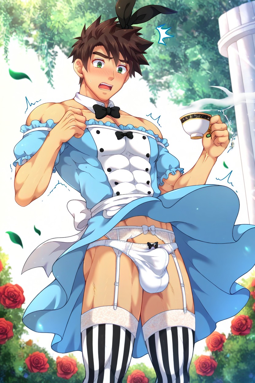 Blushing, Alice In Wonderland Cosplay, Body Twitching AI Gay Porn