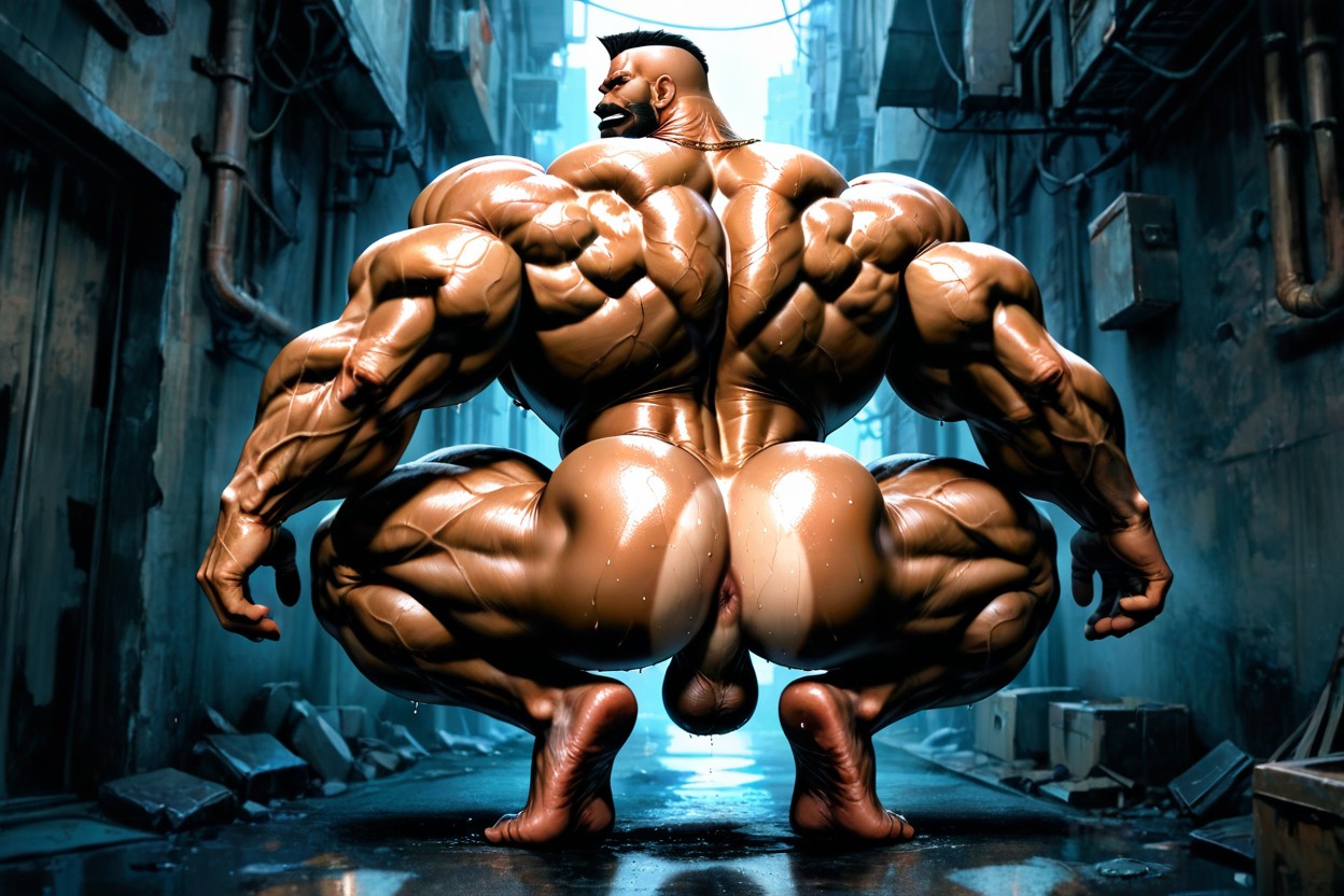 Smiling Mouth Open, Huge Balls, Warrior AI Gay Porn