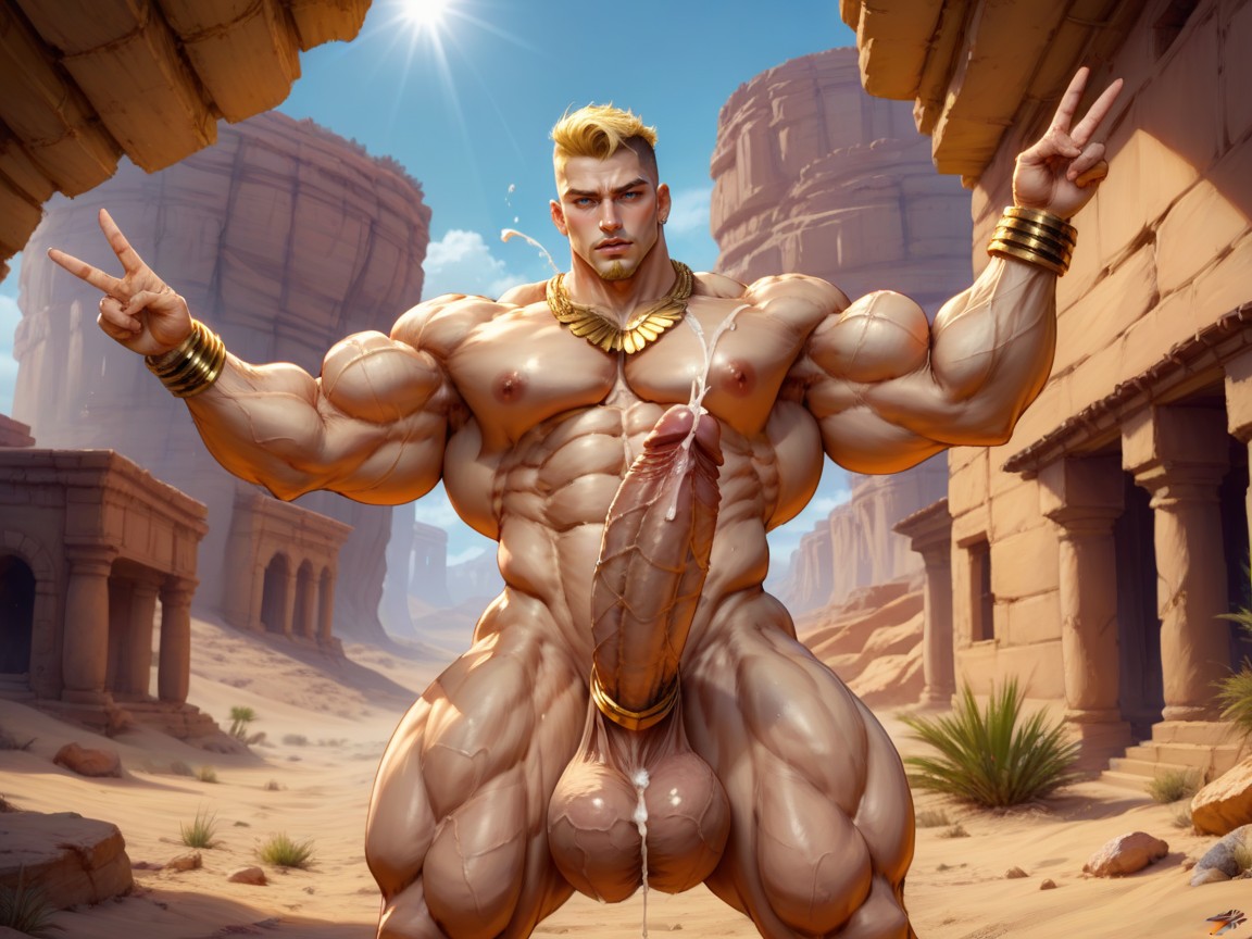 Male Bodybuilder, V-tapered Waist, Attack Pose AI Gay Porn