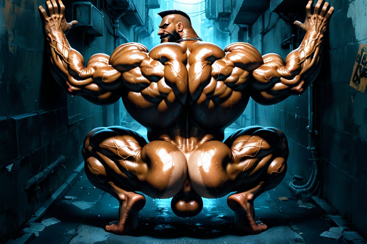 Mighty Man, On Tiptoes, Incredibly Wide Shoulders AI Gay Porn