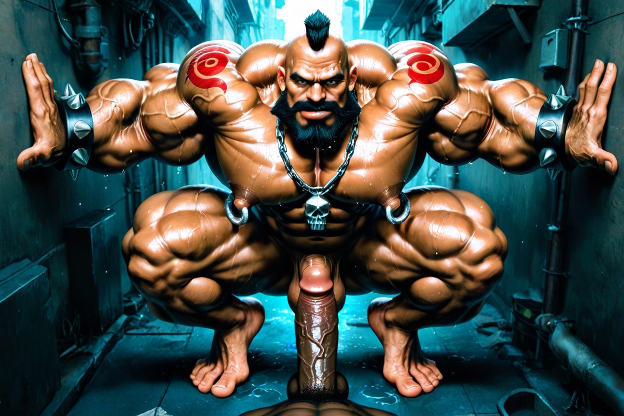 Bodybuilder, Ultra Wide Angle, Top Down AI Gay Porn