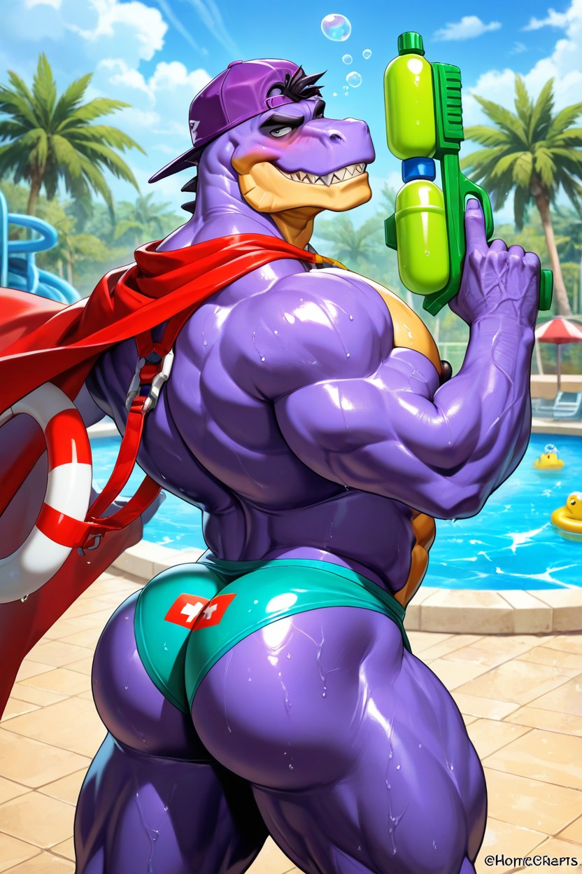 Massive Pecs, Lifeguard, Backwards Cap AI Gay Porn