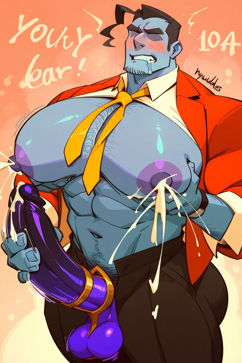 Nyuudles, Grabbing Pec, Masturbating AI Gay Porn