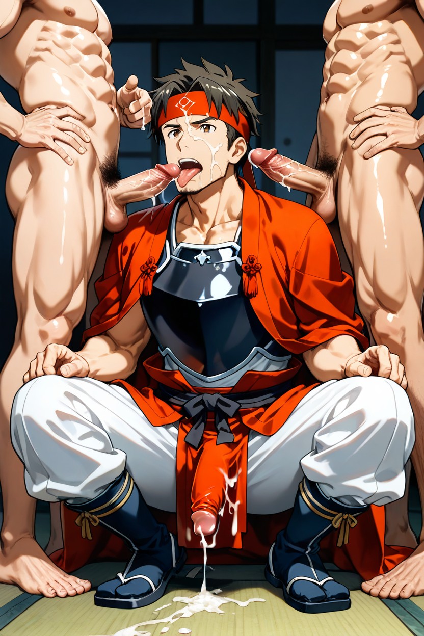 Brown Eyes, 25+, Holding His Spiky Hair In Place Face Manly Face AI Gay Porn