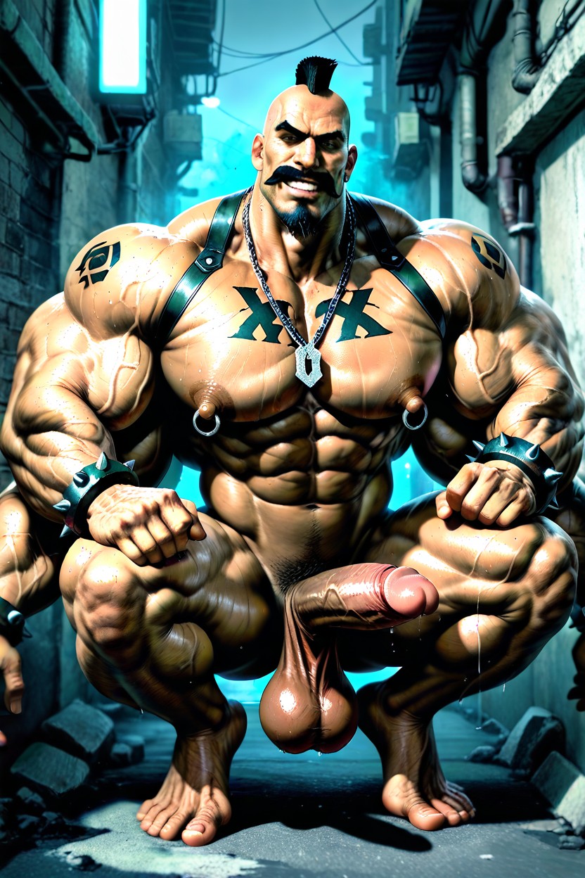 Dim Light, Four Testicles, Manly AI Gay Porn