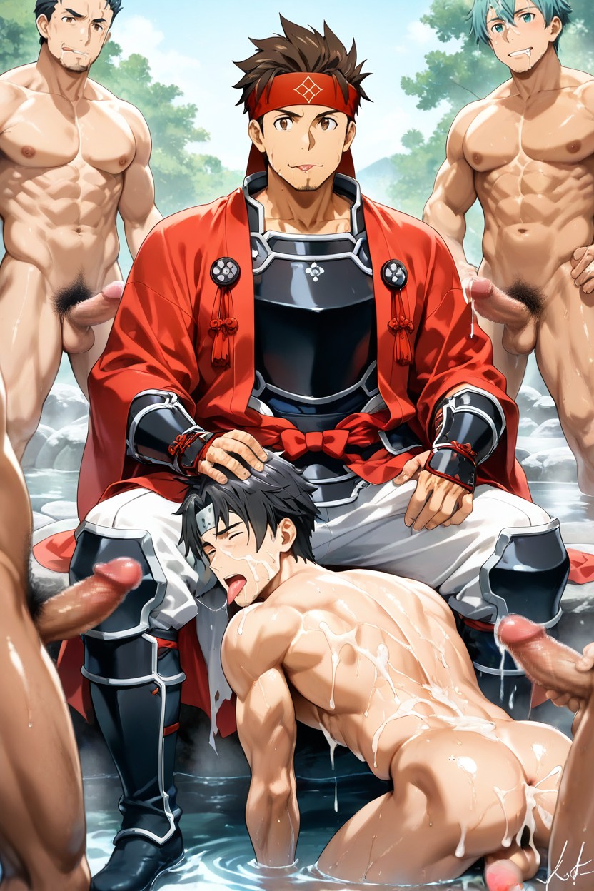 Smooth, The Cloth Was Opened To See An Erect Penis, Athletic Warrior Physique AI Gay Porn