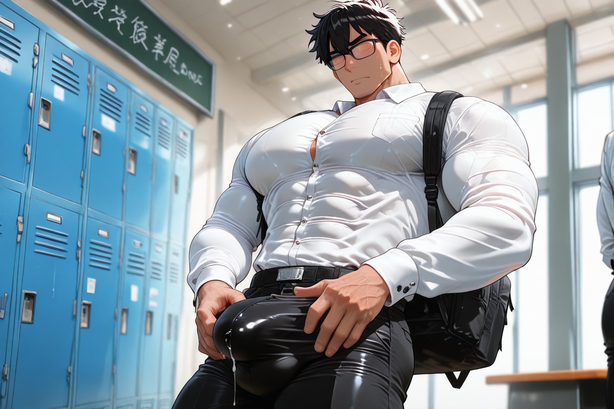 Shirt About To Explode, Tight Shirt, Backpack AI Gay Porn