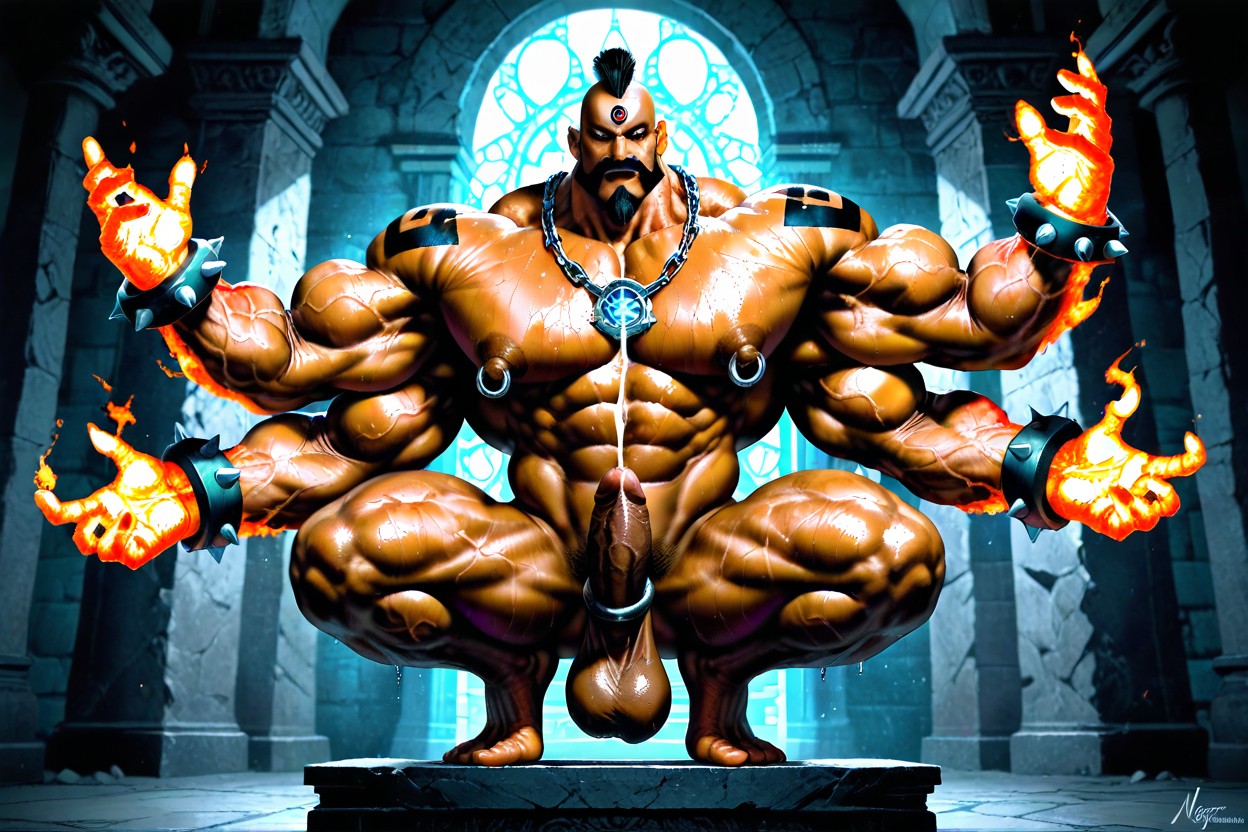 Cumshot, Six Arms, Bodybuilder AI Gay Porn