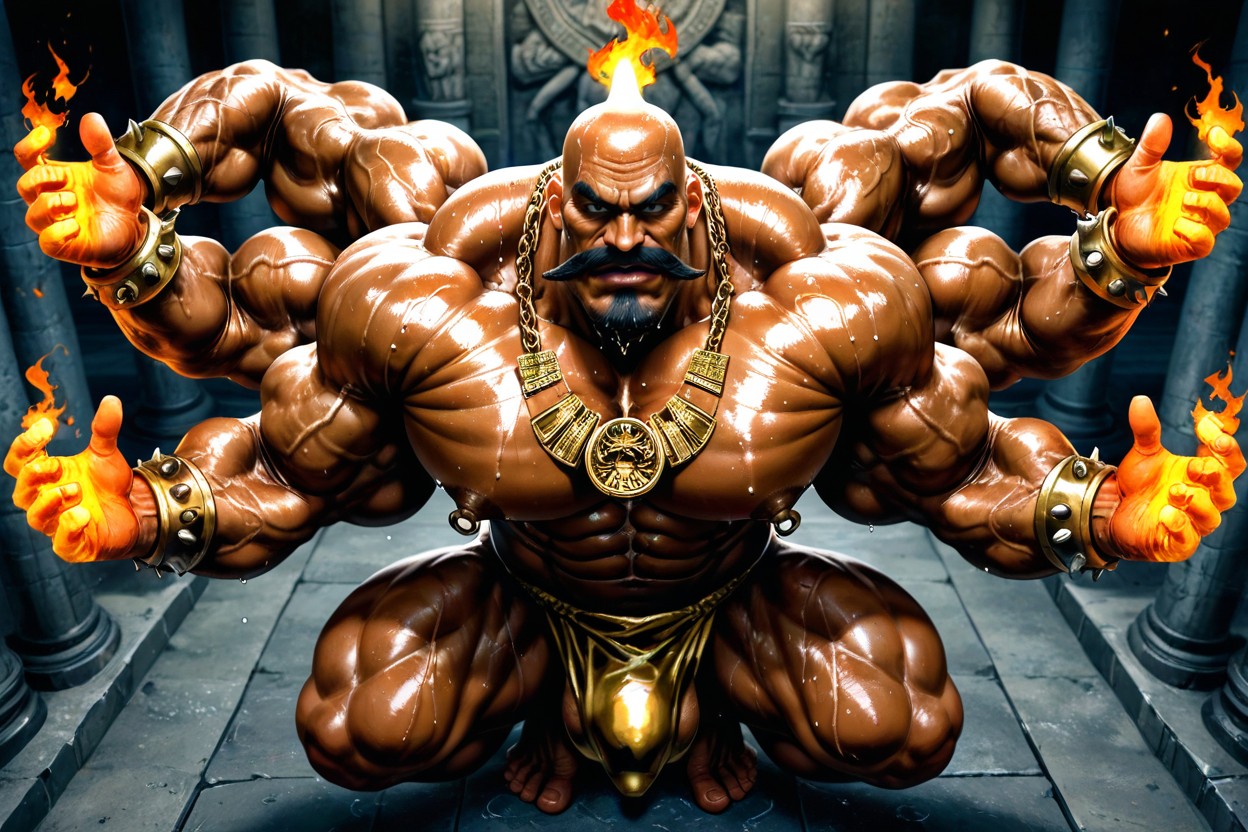 Detailed Muscles, Hyper Muscles, Sweaty AI Gay Porn
