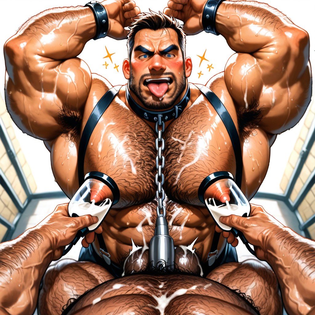 Highly Detailed Image Of The Entire Daddy’s Very Hairy Pubic Region Up Against Male's Buttocks, Rim Lighting, Sweating AI Gay Porn