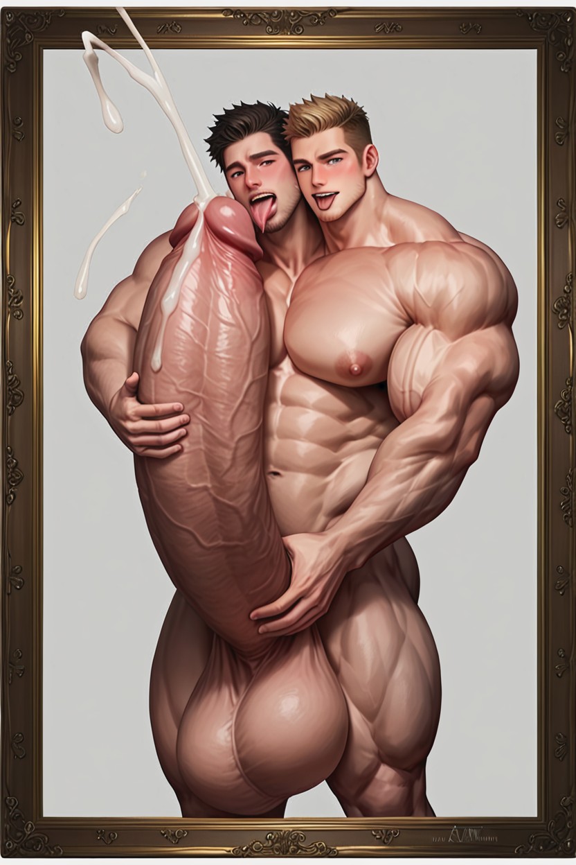 Cum Facial, Framed Artpiece, Massive Cock AI Gay Porn