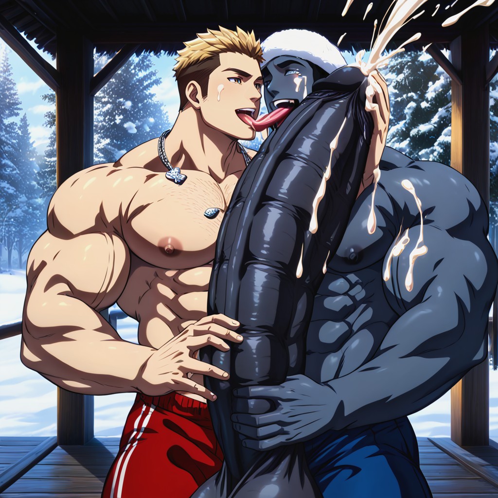 Movement Lines, Tongue Out, Orgasm Face ゲイAIポルノ