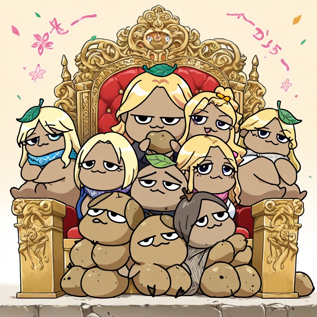 Female Potato Gyaru Harem, Humorous Art Style, Potato ИИ гей порно