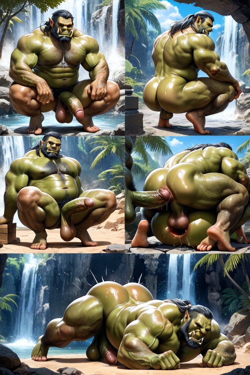 Thick Thighs, Moaning, Hairy Chest ИИ гей порно