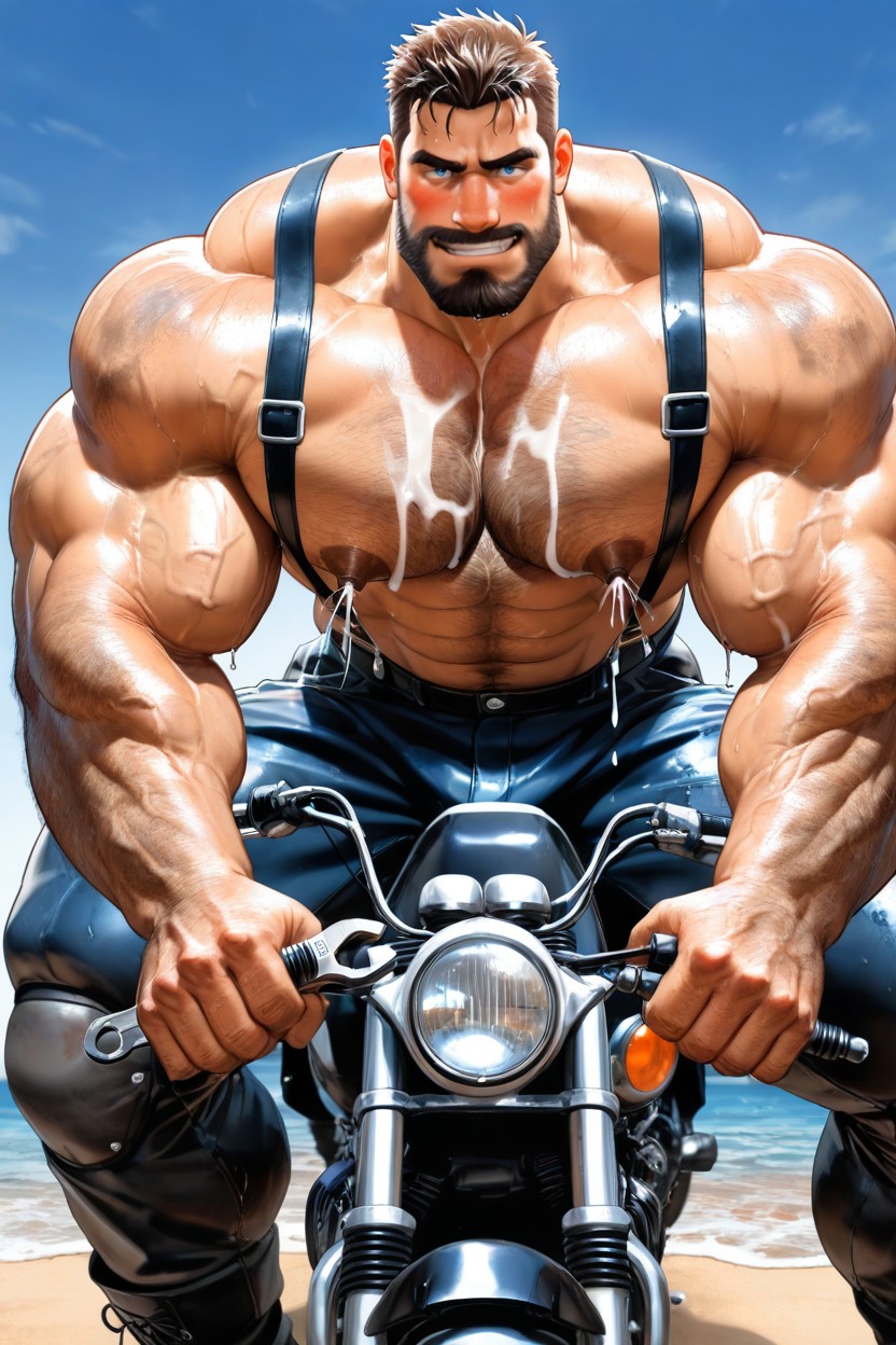 Thick Beard, Hyper-detailed, Rugged Mature AI Gay Porn