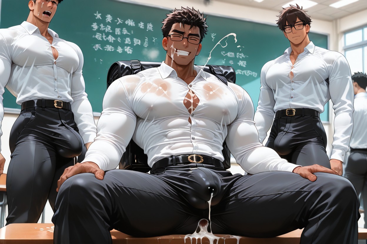 Piel Marrón Oscuro, Gigantesco, Perverted Man Porno gay IA